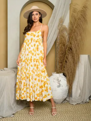 WOMEN'S SLEEVELESS TIERED FLORAL MAXI DRESS