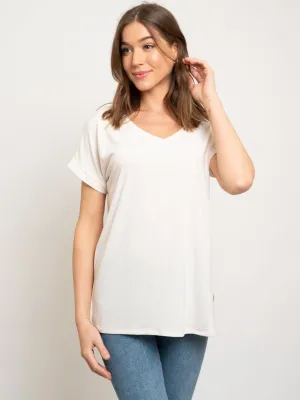 WOMEN'S V-NECK BAND SLEEVE KNIT TOP