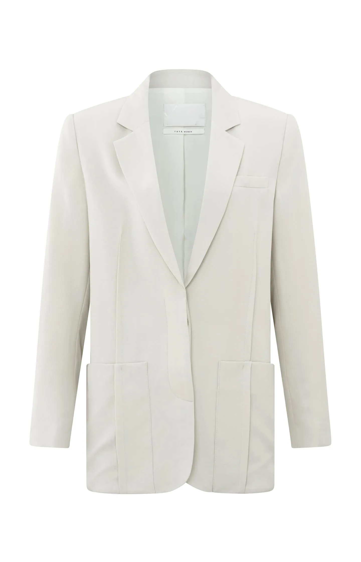 Woven oversized blazer with pockets, buttons and seam detail