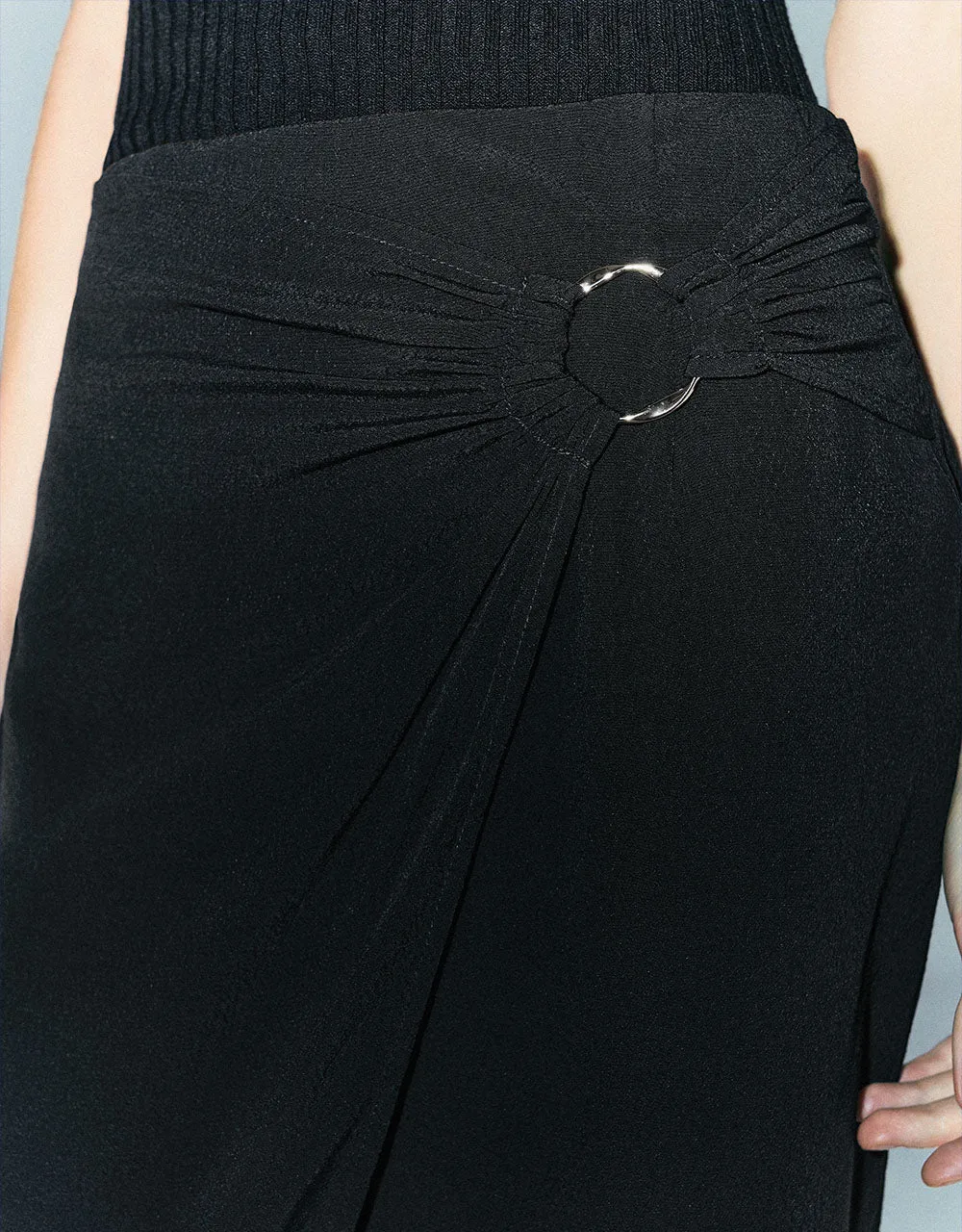 Wrapped Midi Straight Skirt
