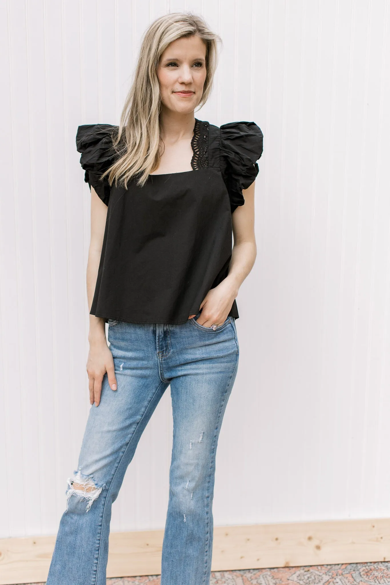 XZ Black Lace Accent Top