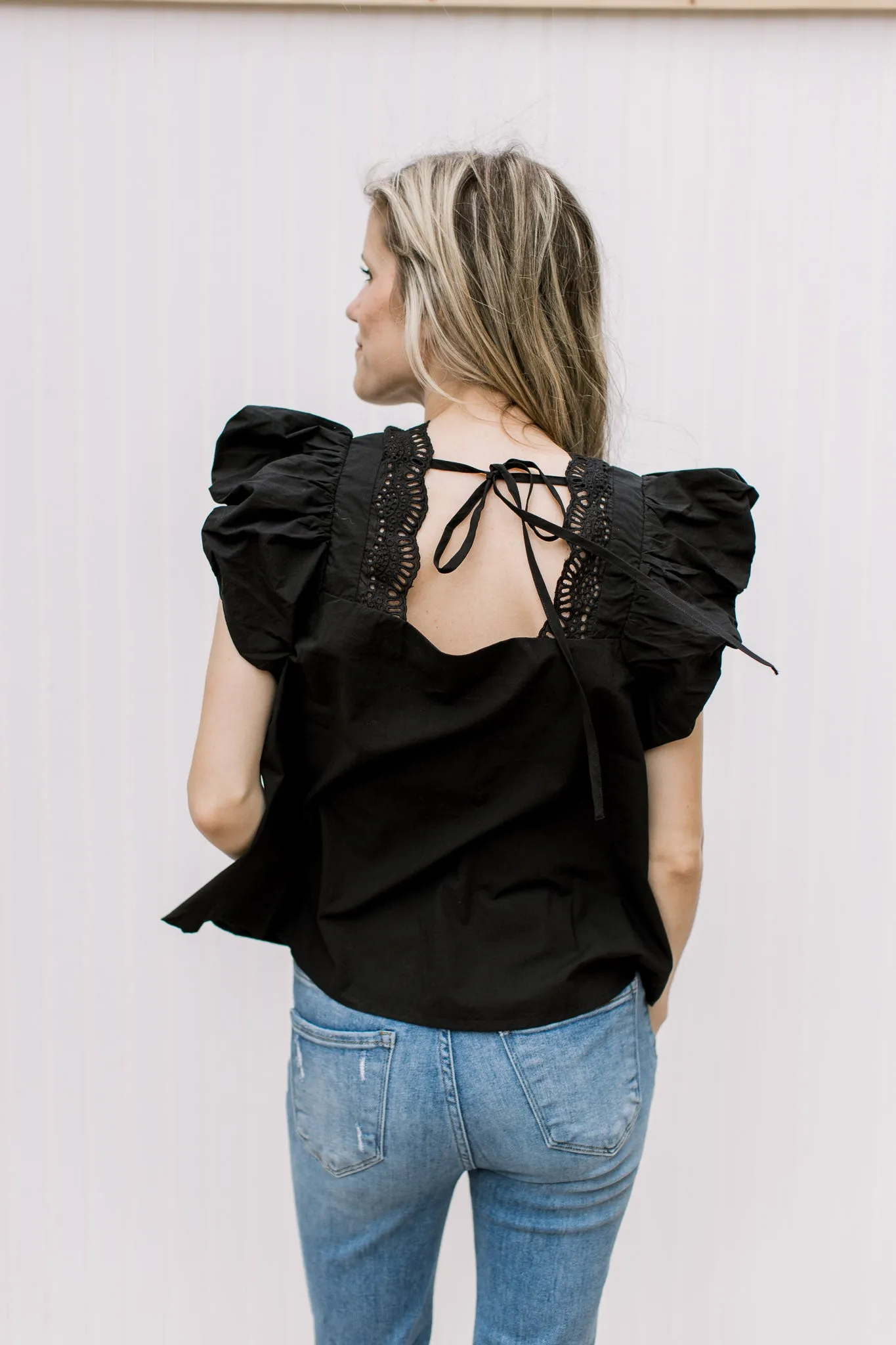 XZ Black Lace Accent Top