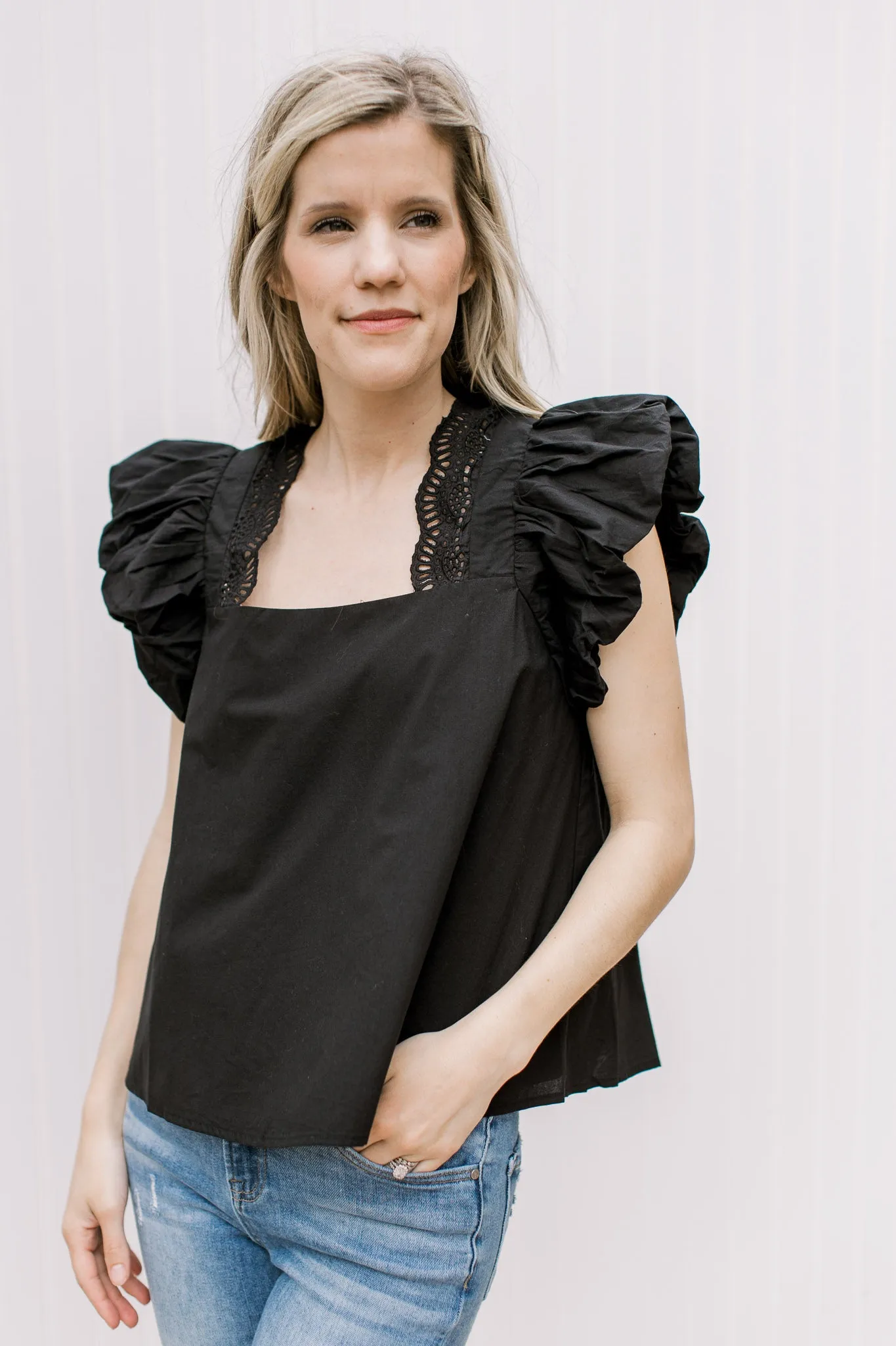 XZ Black Lace Accent Top