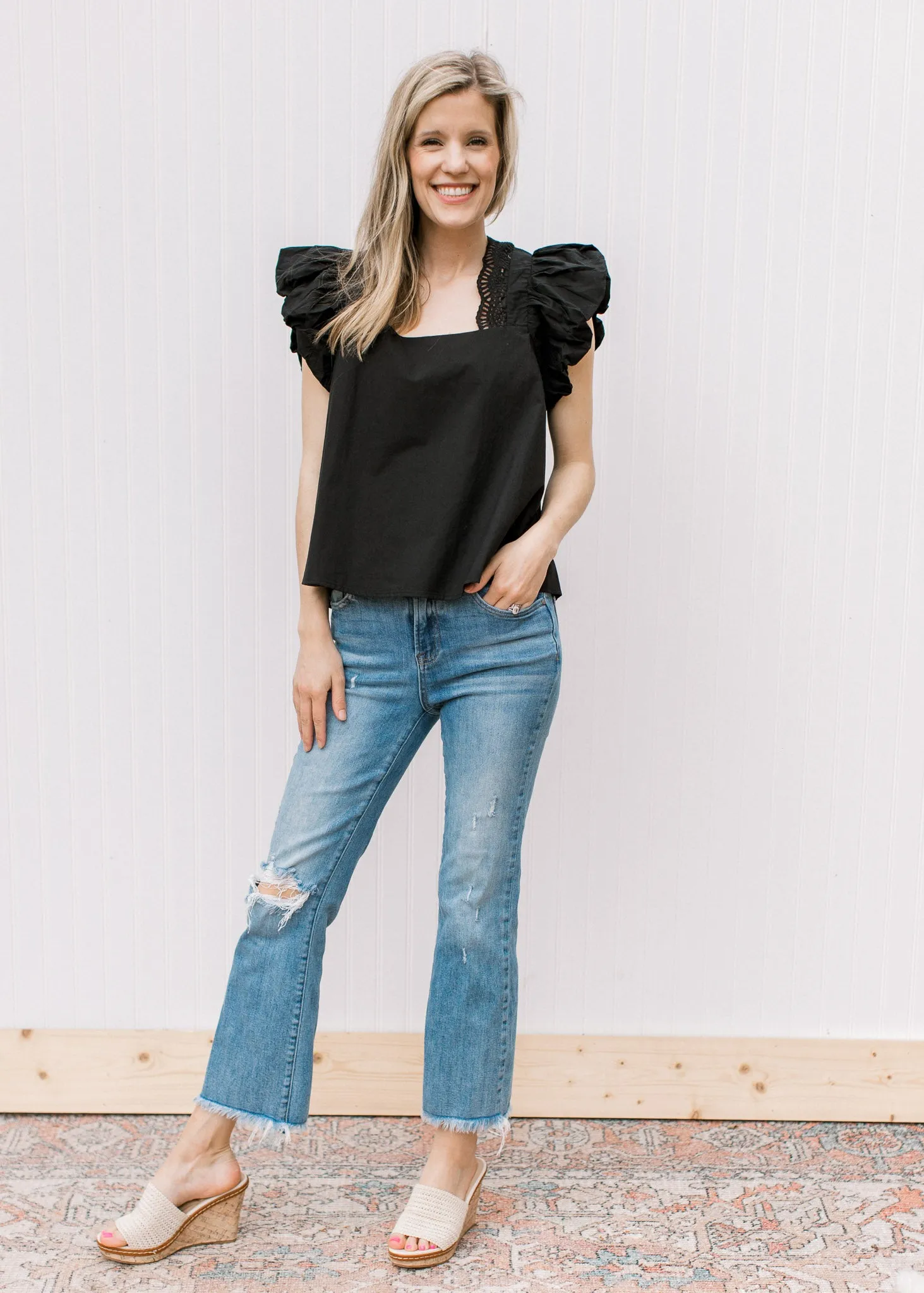 XZ Black Lace Accent Top