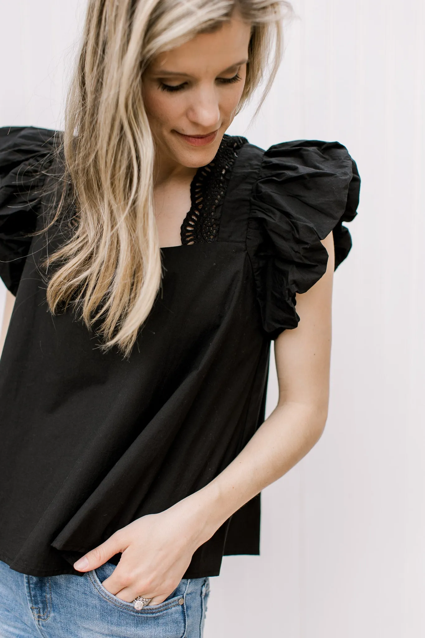 XZ Black Lace Accent Top