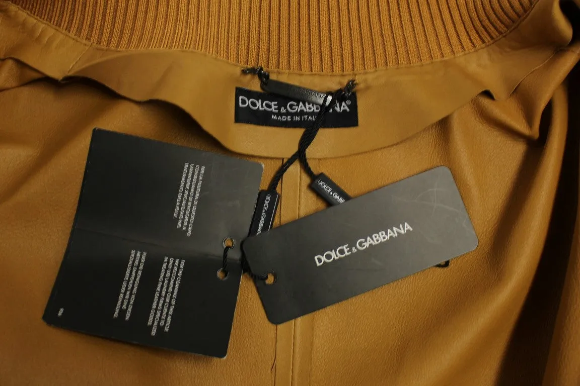 Yellow Leather Silk Jacket Coat