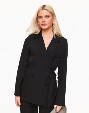 Zwarte Moderne Wikkel - Blazer