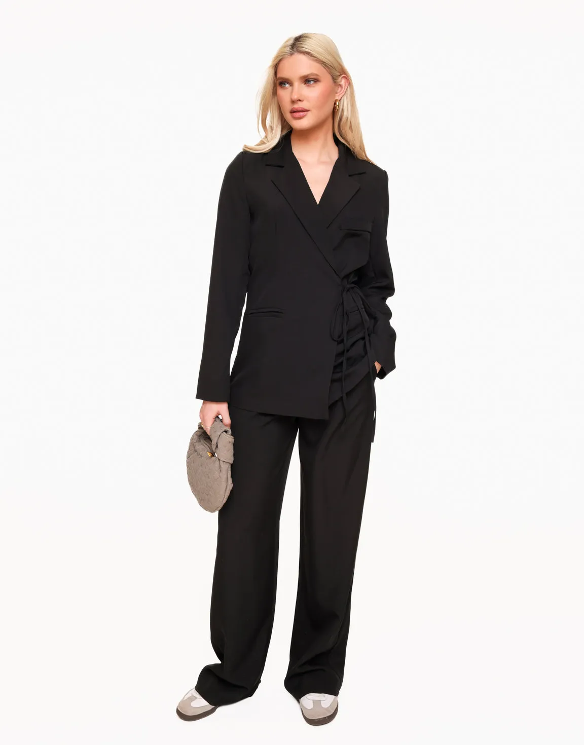 Zwarte Moderne Wikkel - Blazer