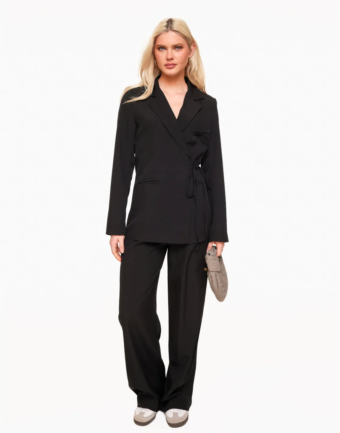 Zwarte Moderne Wikkel - Blazer